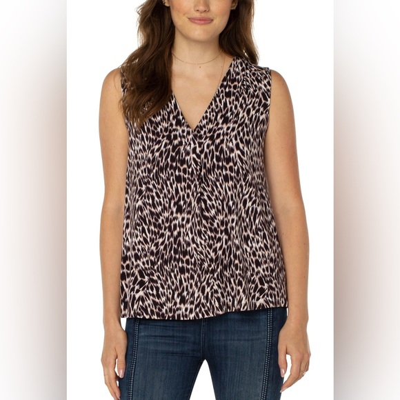 NWT Liverpool animal print sleeveless v-neck top XL - Picture 9 of 9